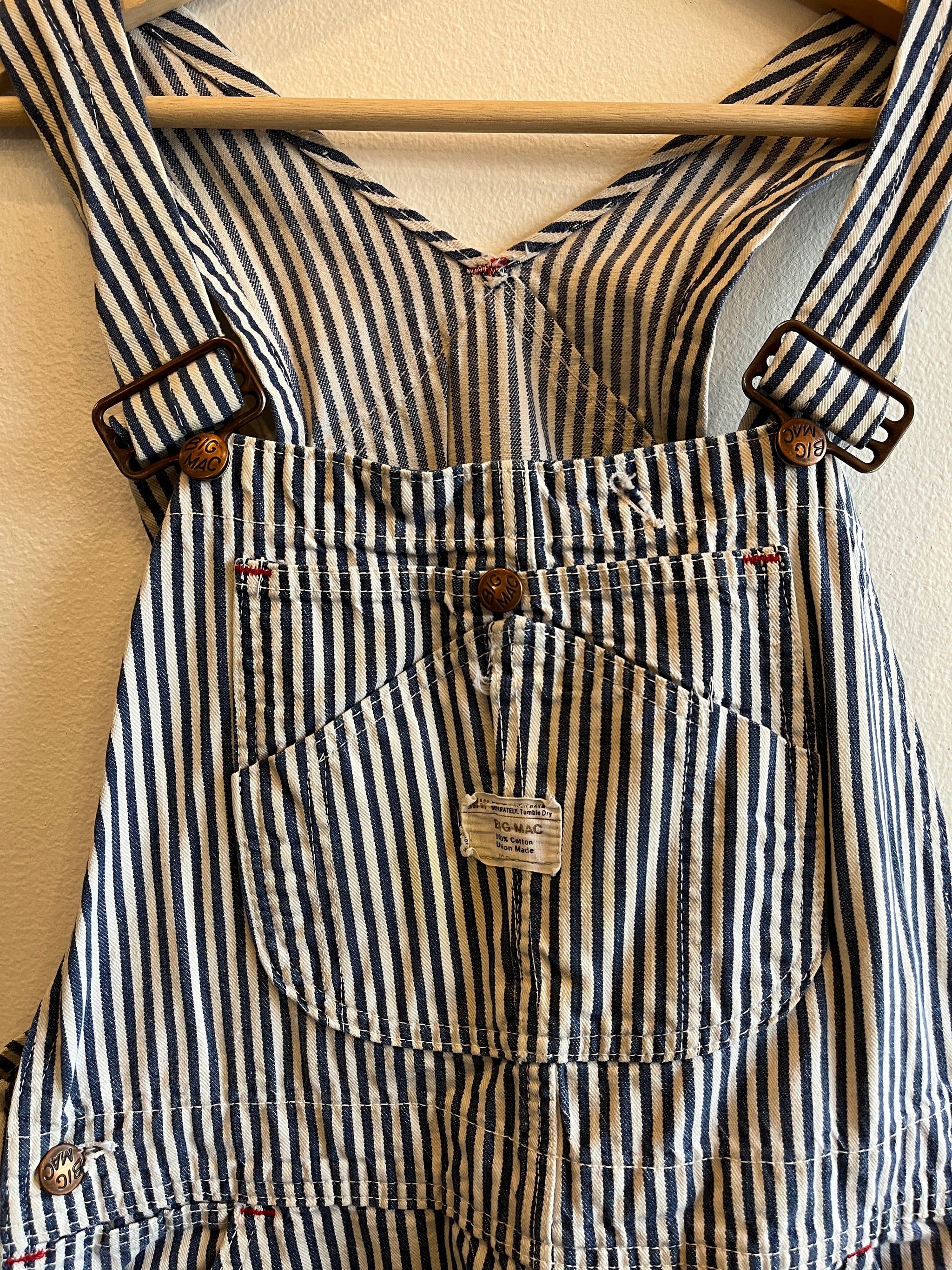 Vintage 1960/1970's Big Mac Hickory Stripe Denim Overalls – La