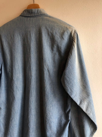 Vintage 1940’s WWII Era Selvedge Chambray Button Up Shirt - La Lovely Vintage 