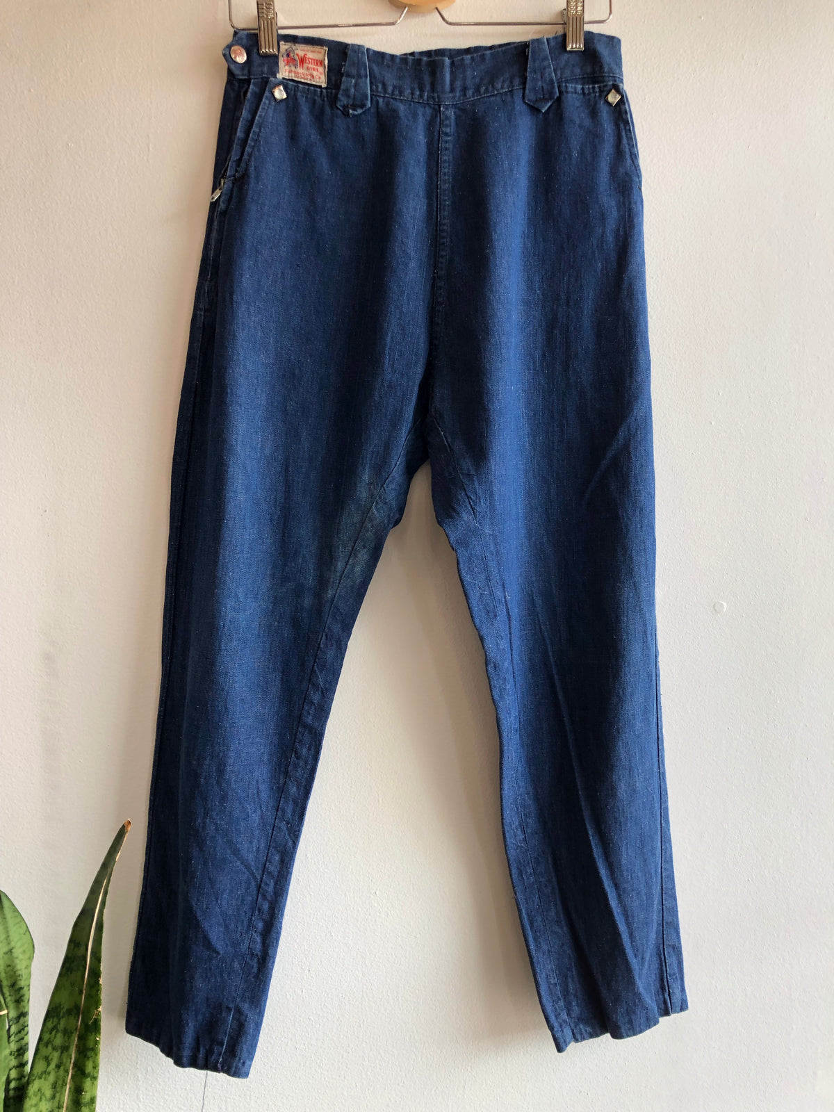 Vintage 1940/1950’s “Western Girl” Side-Zip Dark Denim Jeans - La Lovely Vintage 