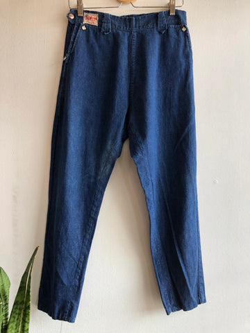 Vintage 1940/1950’s “Western Girl” Side-Zip Dark Denim Jeans