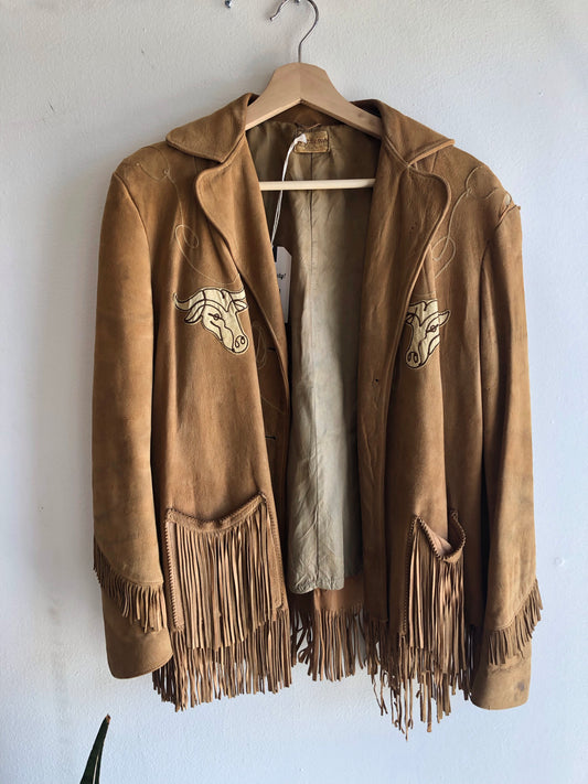 Vintage 1940/1950’s Suede (Buckskin?) Bull-Themed Jacket - La Lovely Vintage 