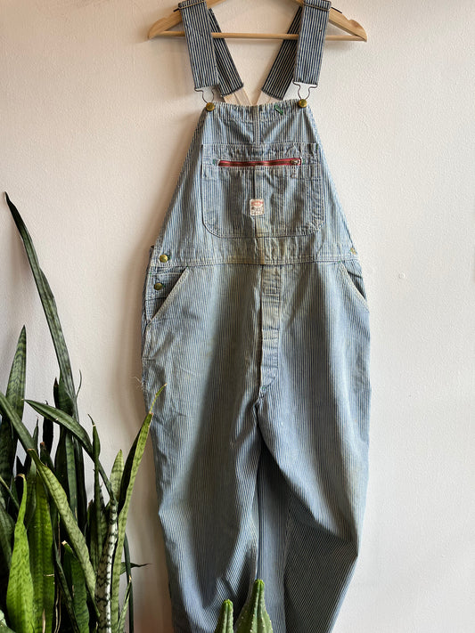 Vintage 1950’s Pointer Hickory Stripe Low Back Denim Overalls - La Lovely Vintage 