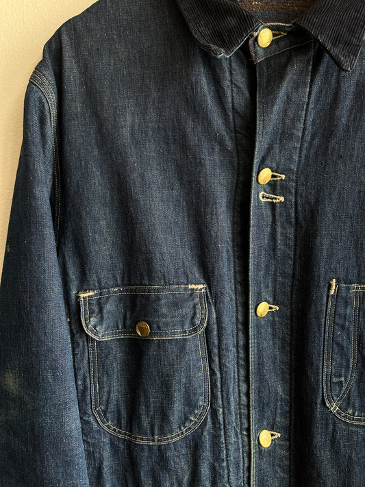 Vintage 1940’s Dark Wash Blanket Lined Denim Chore Coat - La Lovely Vintage 
