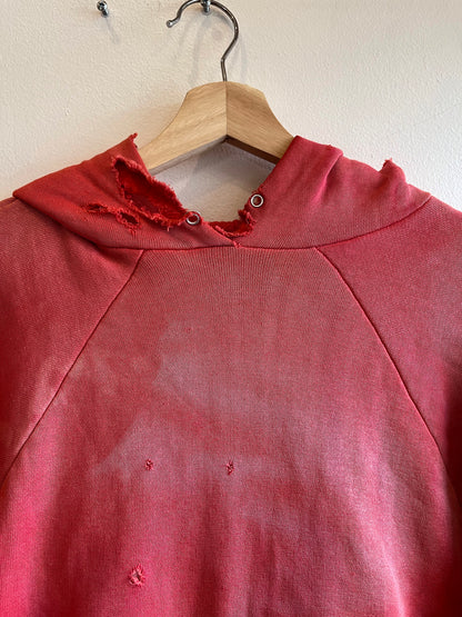 Vintage 1950’s Healthknit Sunfaded Red Thermal-Lined Hooded Sweatshirt