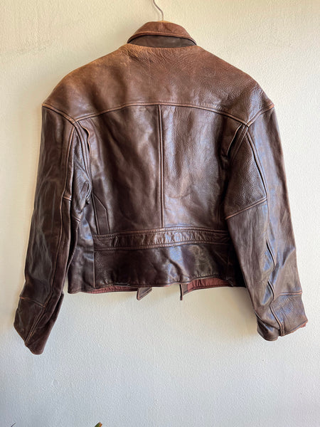 Vintage 1950’s Half-Belt Horsehide Cropped Jacket