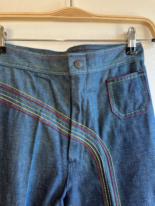 Vintage 1970’s Embroidered Denim Bell Bottom Jeans