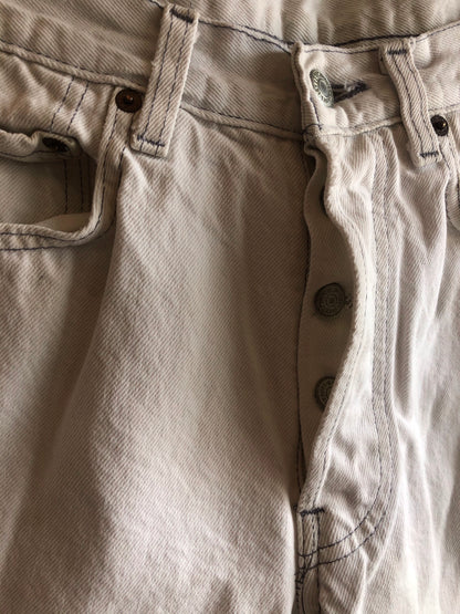 Vintage 1980’s Contrast Stitch White Denim Levi’s 501 Jeans - La Lovely Vintage 