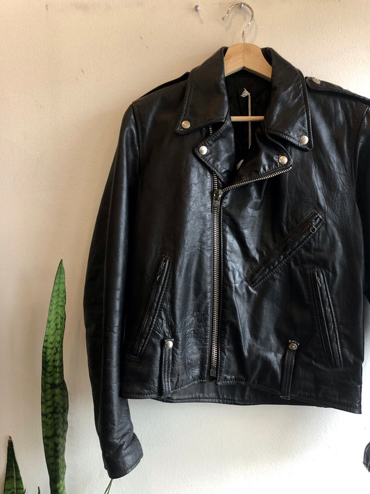 Vintage 1960/1970’s Unbranded Leather Motorcycle Jacket - La Lovely Vintage 