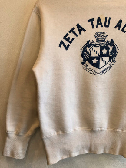 Vintage 1950’s Champion “Running Man” Zeta Tau Alpha Flock-Printed Sweatshirt - La Lovely Vintage 