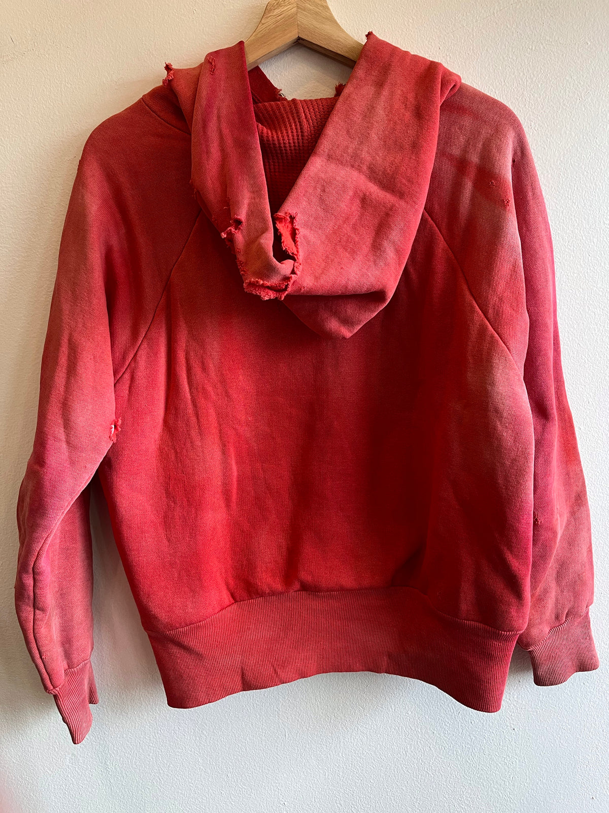 Vintage 1950’s Healthknit Sunfaded Red Thermal-Lined Hooded Sweatshirt