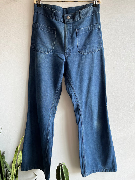 Vintage 1970's Seafarer Flared Denim Jeans - La Lovely Vintage 