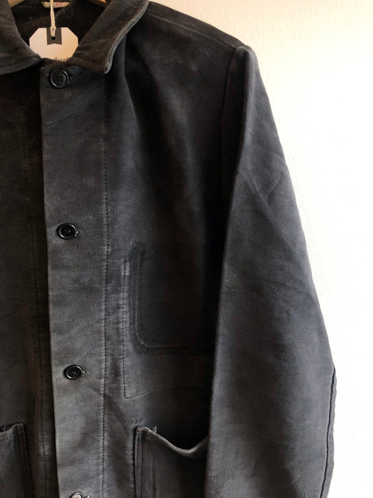 Vintage 1940/1950’s Black French Moleskin Chore Coat - La Lovely Vintage 