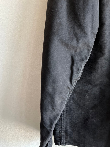 Vintage 1940/50’s Black French Workwear Moleskin Chore Coat