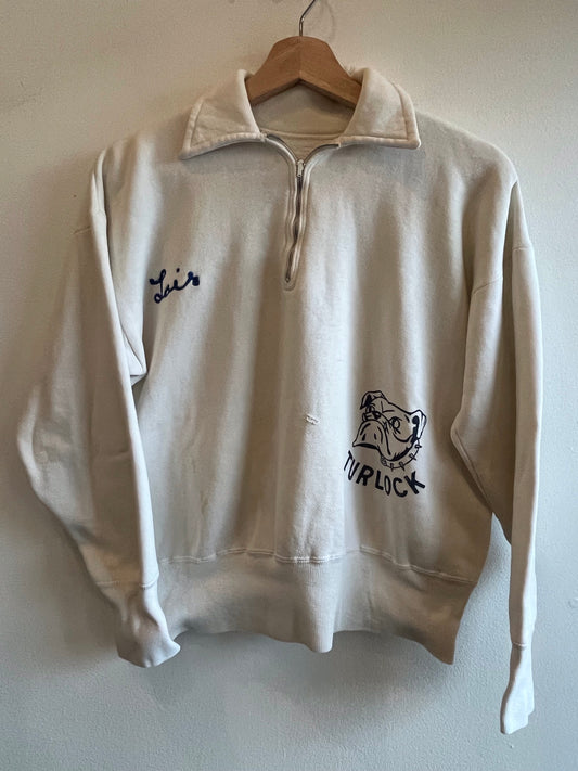Vintage 1950’s “Turlock” Embroidered Quarter-Zip Sweatshirt