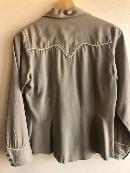 Vintage 1940/1950’s “The Wrangler” Gabardine Embroidered Western Shirt - La Lovely Vintage 