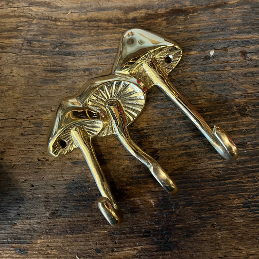 Indie South - Brass Wild Mushroom Trio Wall Key Hook - La Lovely Vintage 