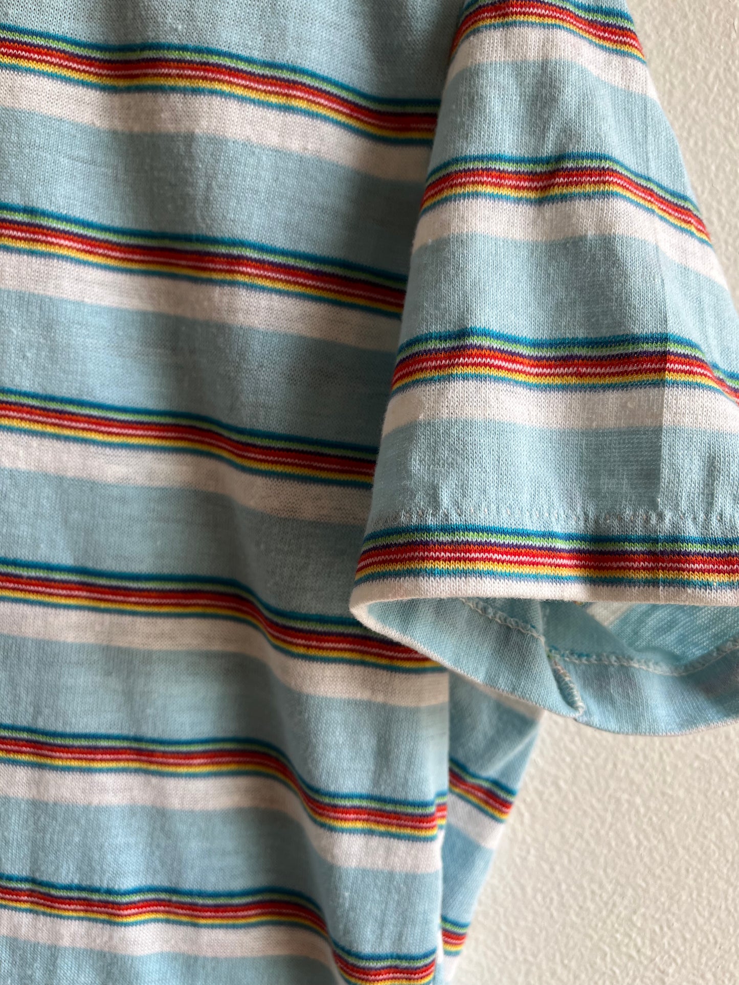 Vintage 1970’s Baby Blue Striped T-Shirt - La Lovely Vintage 