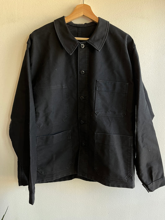 Vintage 1940/1950’s Black French Moleskin Chore Coat - La Lovely Vintage 