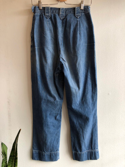 Vintage 1950’s Levi’s Short Horn Side-Zip Denim Jeans - La Lovely Vintage 