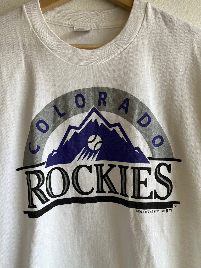 1991 Colorado Rockies Trench All Over Print MLB T Shirt Size XL