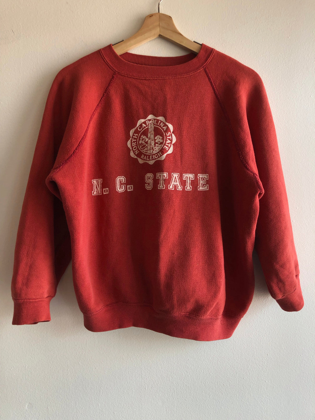Vintage 1950’s North Carolina State Red Faded Sweatshirt