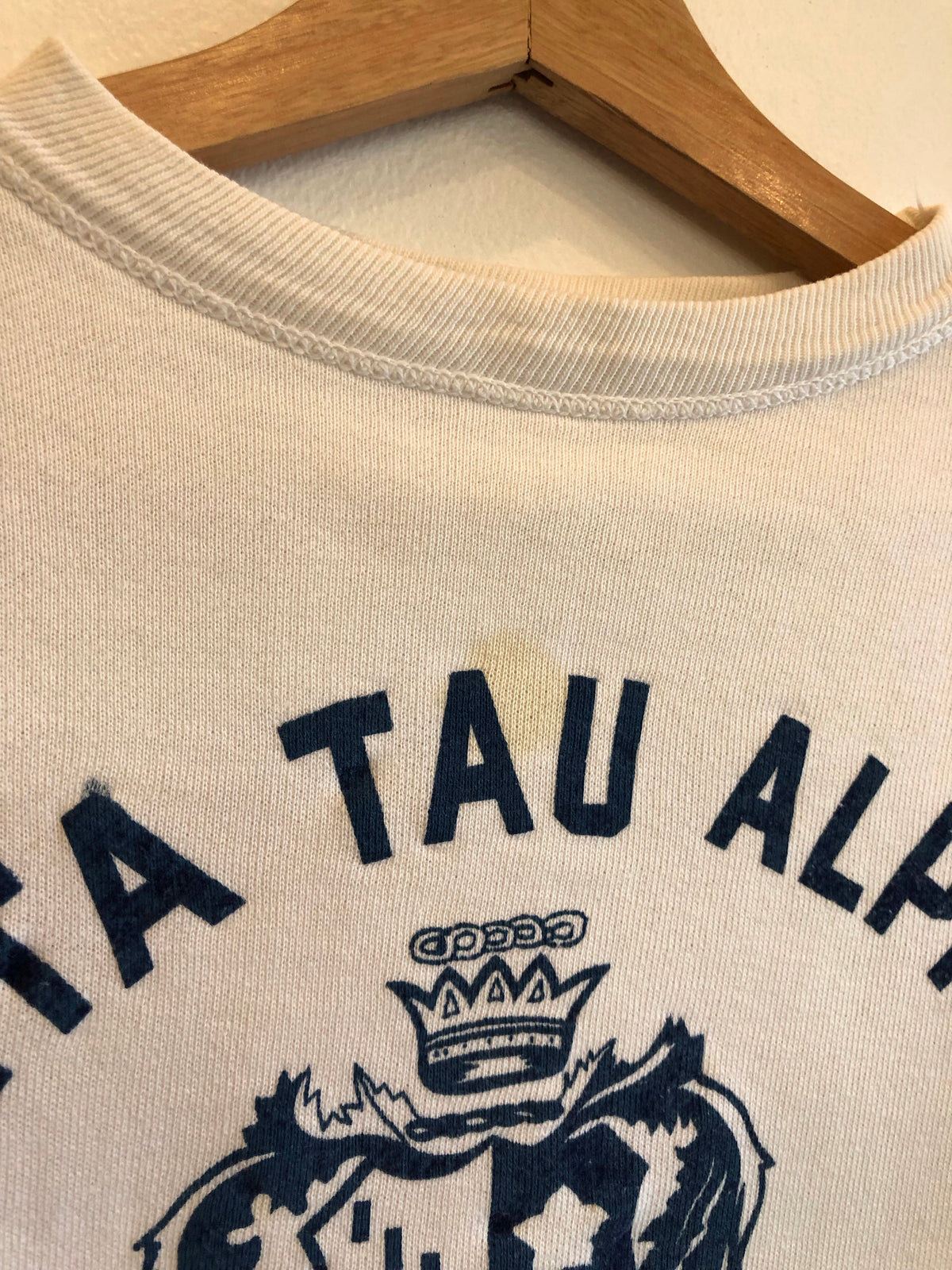 Vintage 1950’s Champion “Running Man” Zeta Tau Alpha Flock-Printed Sweatshirt - La Lovely Vintage 