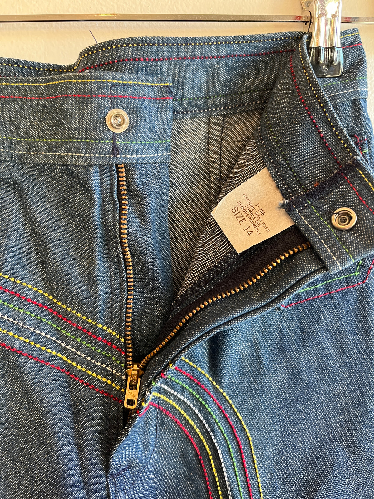 Vintage 1970’s Embroidered Denim Bell Bottom Jeans - La Lovely Vintage 