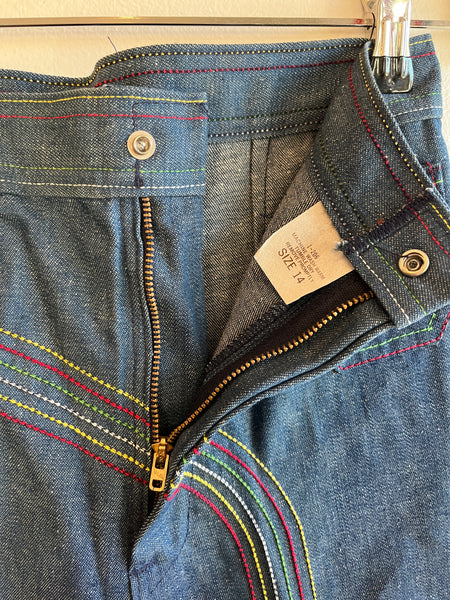 Vintage 1970’s Embroidered Denim Bell Bottom Jeans