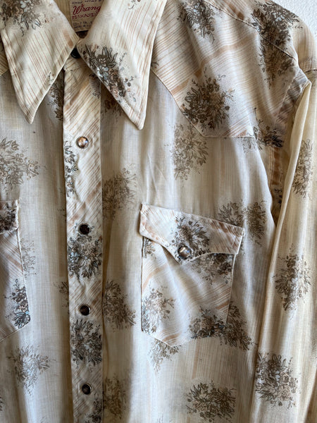 Vintage 1960’s Wrangler Floral Western Pearl-Snap Shirt